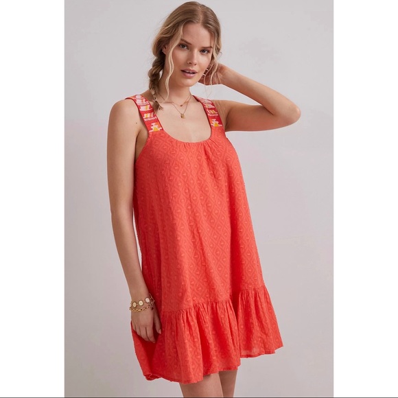 Anthropologie Coral Embroidered Tunic Dress NWT - Picture 3 of 9